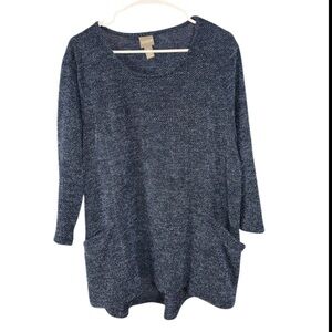 Chico’s Blue Textured Long Sleeve Top size 3 US size XL